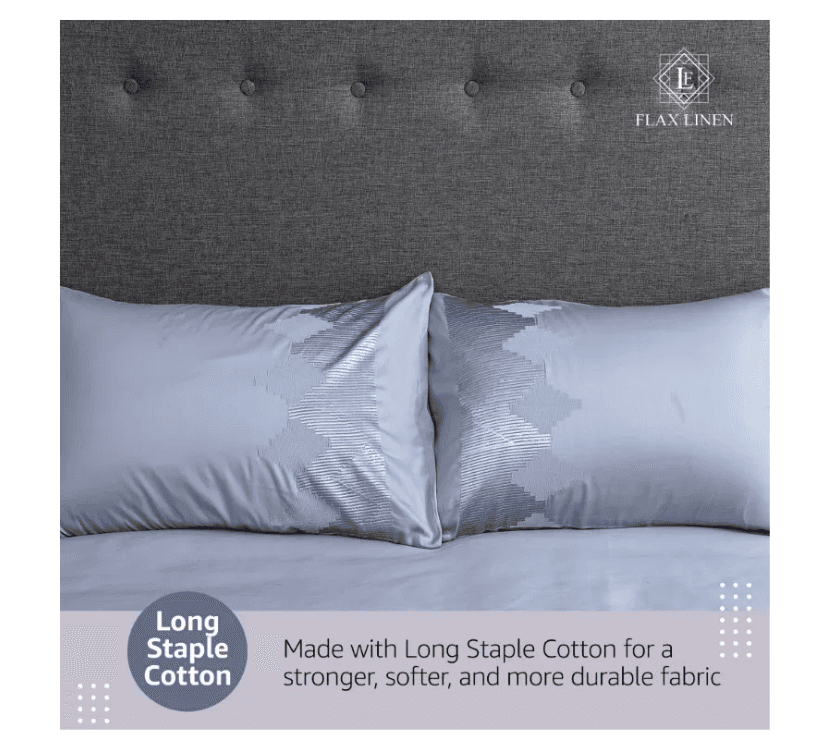 Duvet Cover Set With Egyptian cotton Fitted Sheet- 400 TC ( Celia Silver Design) hover