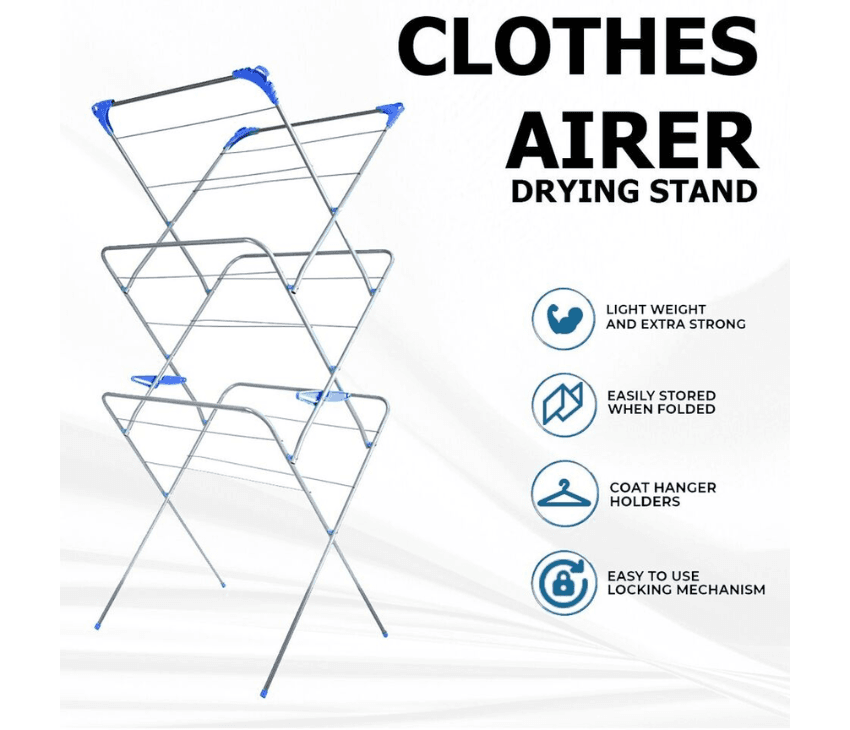 Foldable Clothes Airer With  3-Tier, Perfect For Indoor/Outdoor Use-Houszy® hover