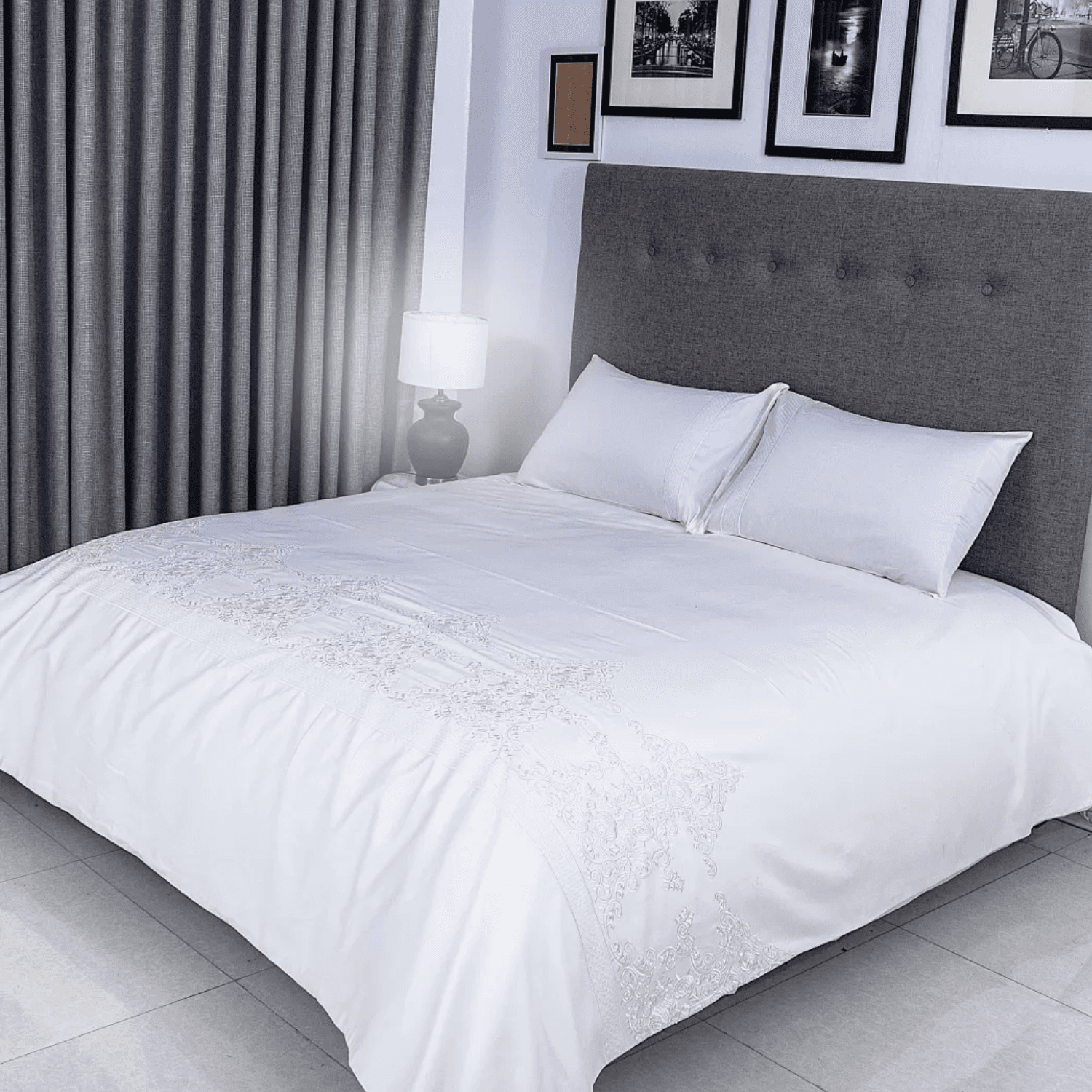 Duvet Cover Set With Egyptian Cotton Fitted Sheet- 400 TC (Ancient Modern Design)