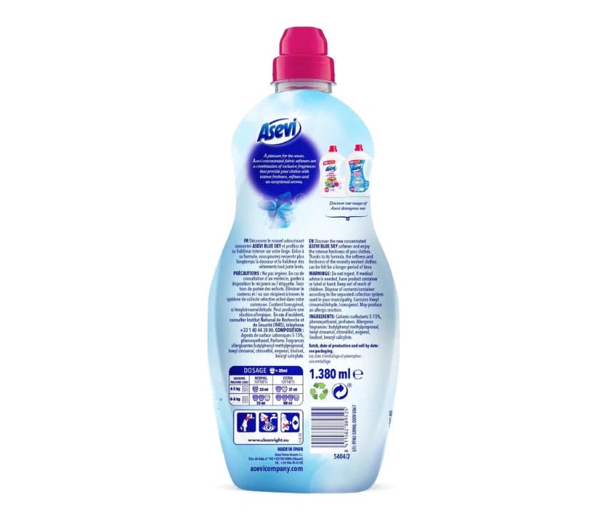 Asevi Fabric Softener Blue Sky - 1380ml, Intense Freshness, 60 Washes hover