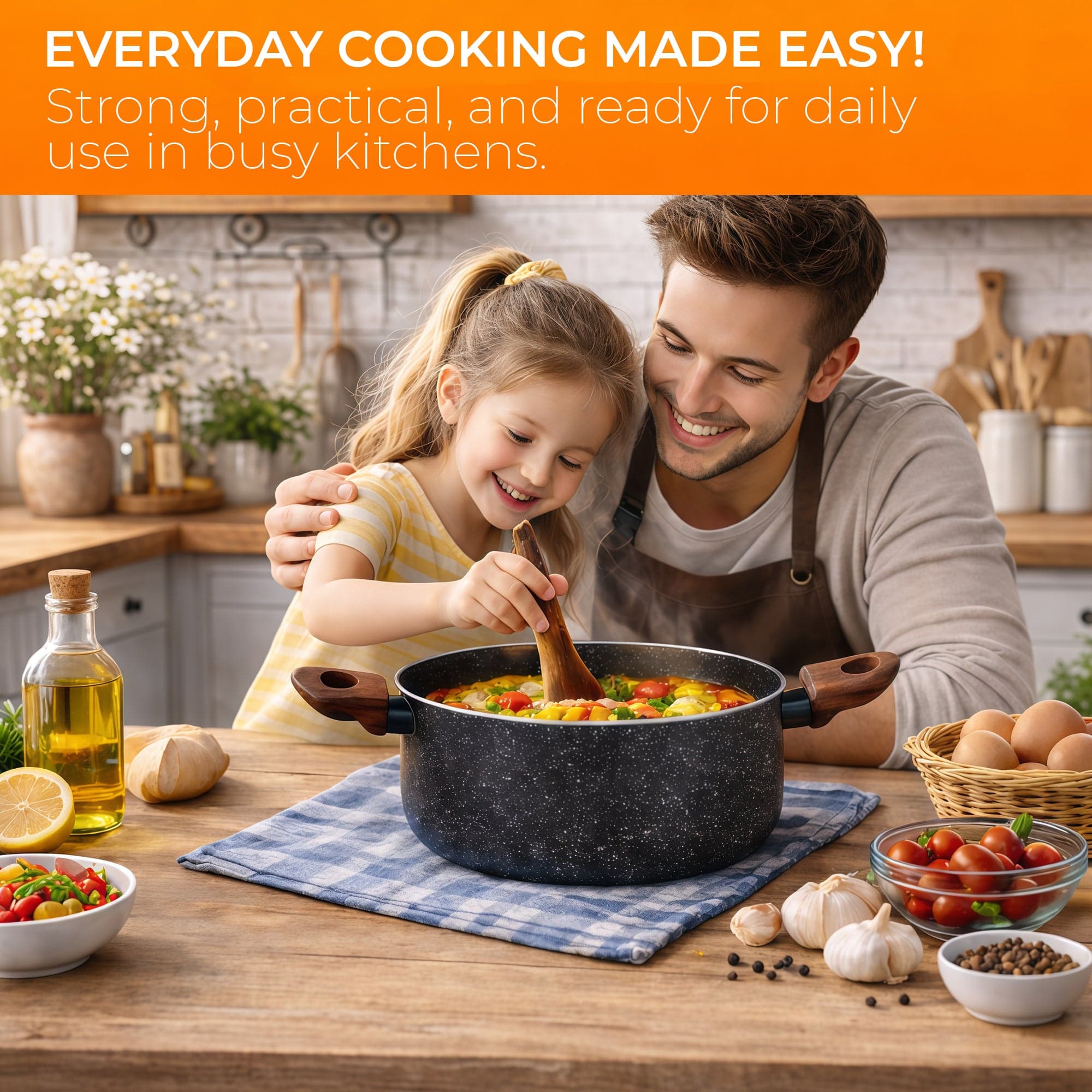 10-Piece Cookware Set | Non-Stick Granite Pots & Pans with Lids – Houszy hover