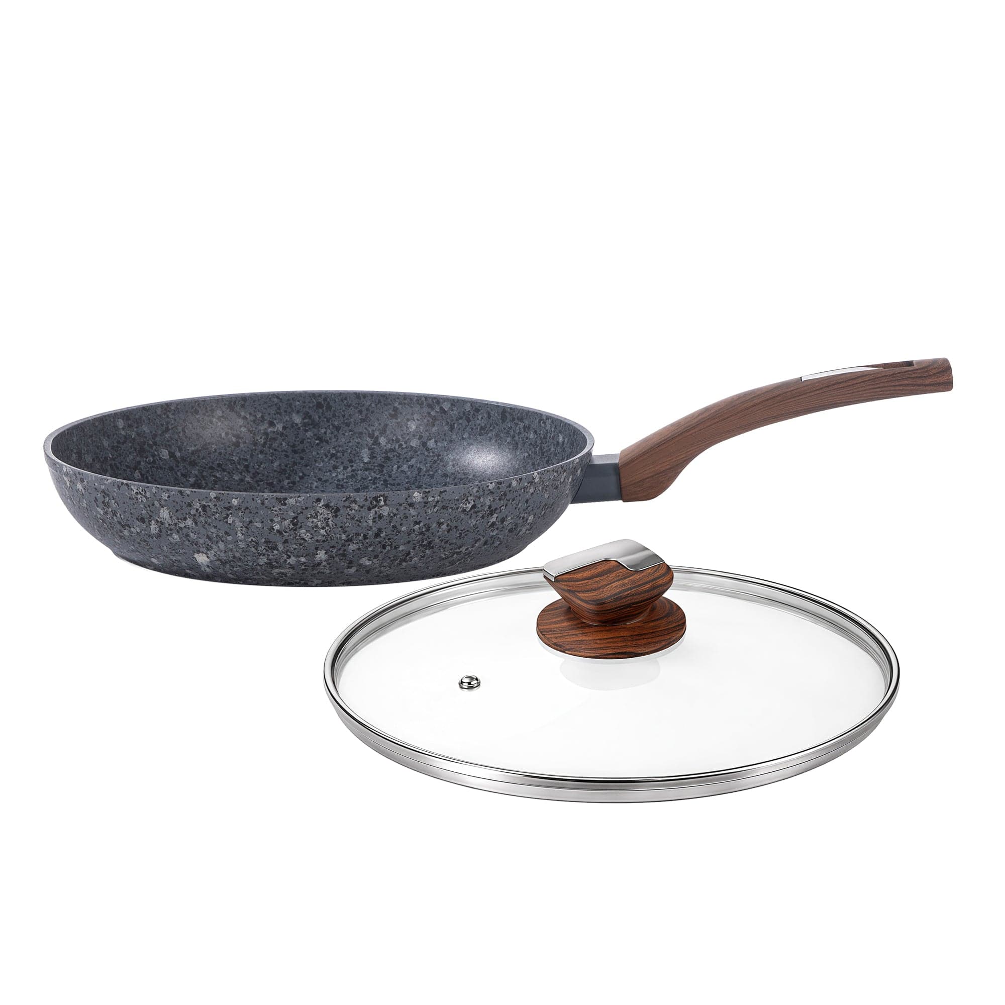 24cm Non-Stick Frying Pan with Lid | Granite Coating & Induction Safe – Houszy hover
