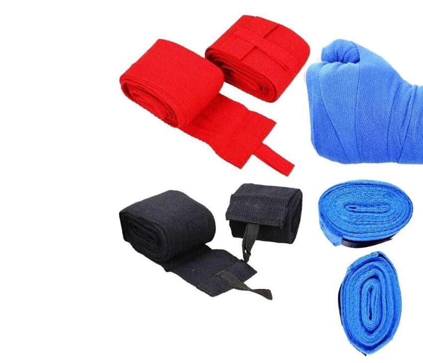 Boxing Hand Wraps - Wrist & Fist Bandages for MMA & Martial Arts (Blue, Black, Red) hover
