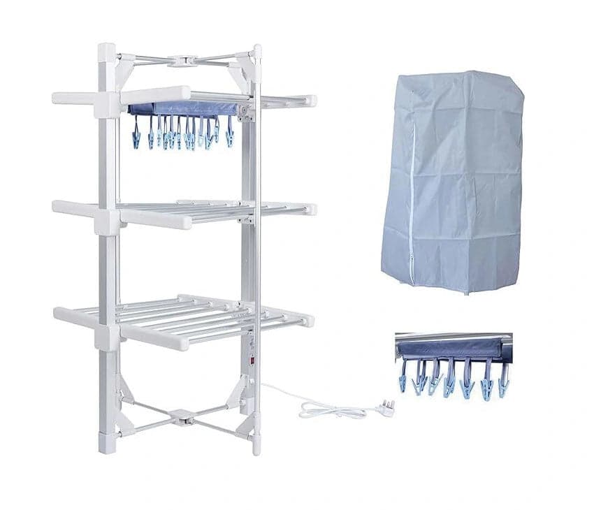 Electric Heated Clothes Airer-Mini Standard 3-Tier| With Rack Cover & 12 Clothes Pegs-Houszy®