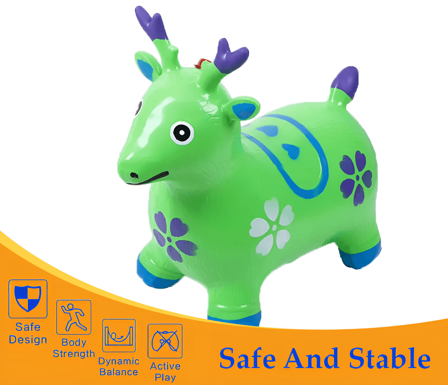 Deer Inflatable Animal Hopper for Toddlers - Bouncy Ride-on Toy for Girls & Boys hover