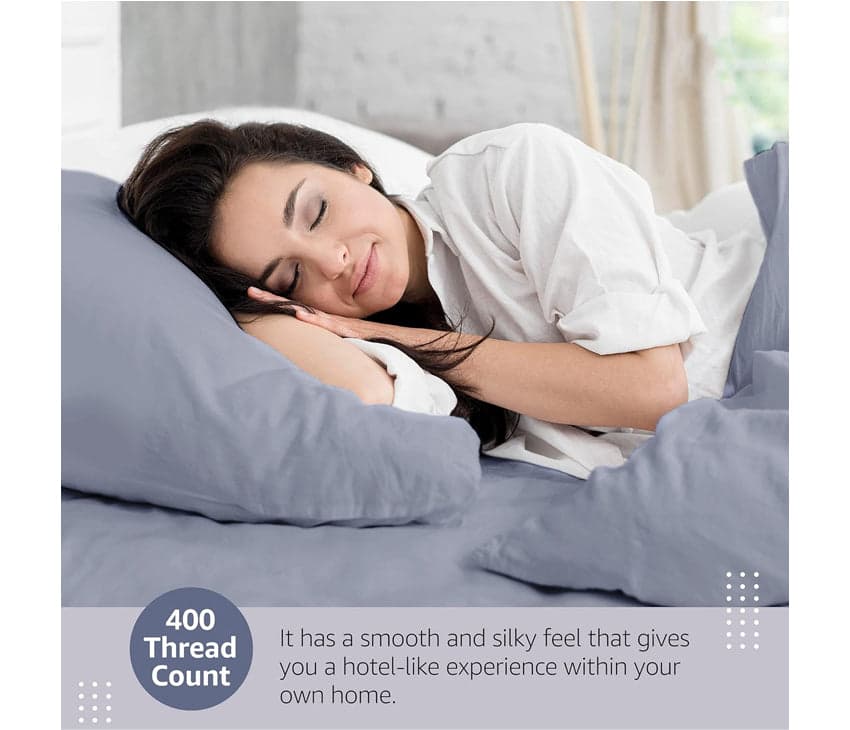Duvet Cover Set With Egyptian Cotton Fitted Sheet- 400 TC (Ragina Silver Design) hover
