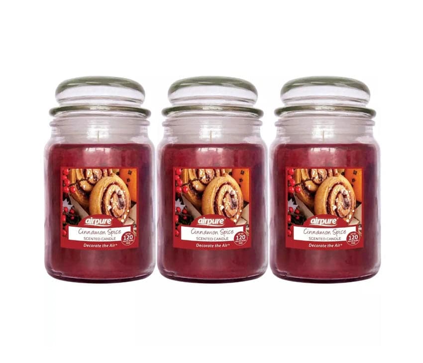 Airpure Large Jar Scented Candle Cinnamon Spice 510g