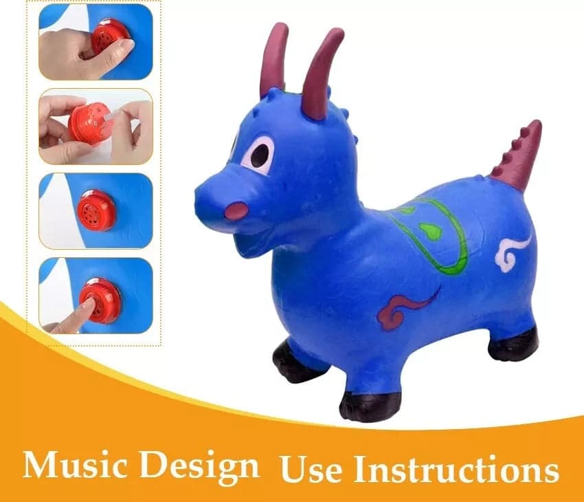 Kids Blue Dinosaur Animal Inflatable Space Hopper Ride On Jumping Bouncy Toys hover