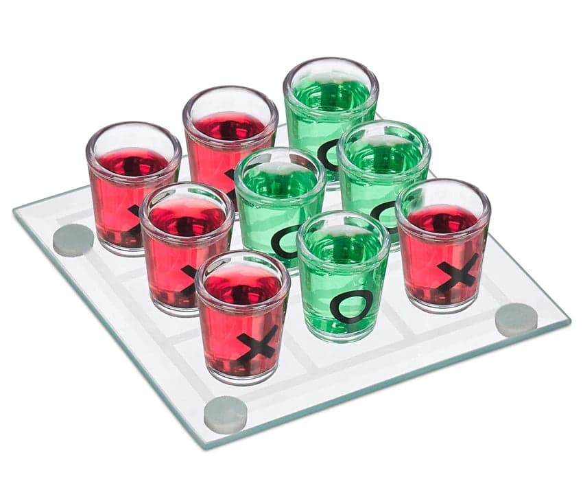 Tic Tac Toe Drinking Shot Glass Fun Set-9 Shot Glasses